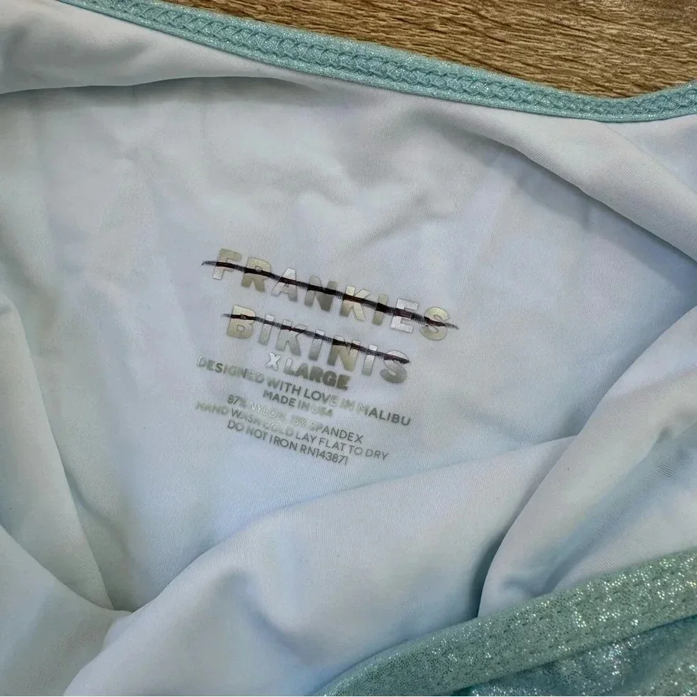 NWT Frankie's Bikinis Kyle Iridescent One Piece Swimsuit Cloud Chase Blue XL